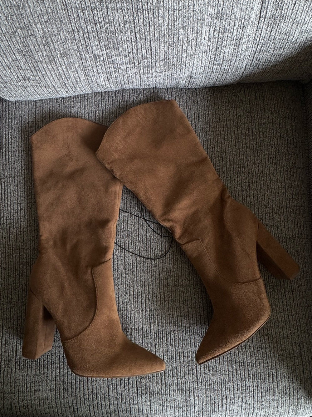 Women’s Brown Suede Mid-Calf Block Heel Boots